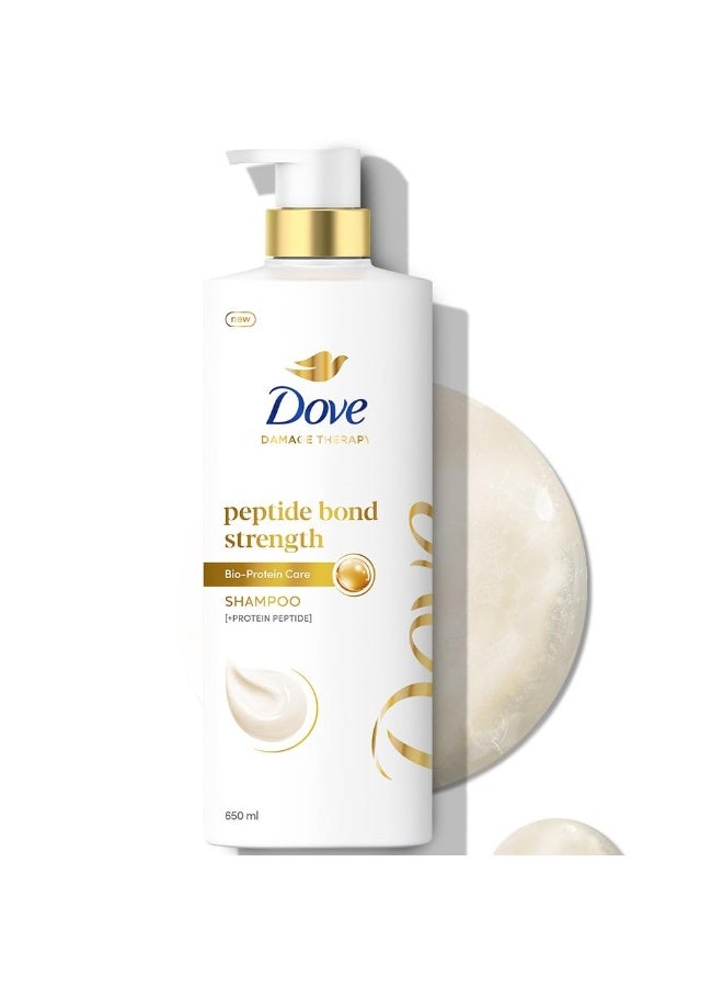 Dove Peptide Bond Strength Shampoo for Dry & Damaged Hair - 650 ml | Enriched with PROTEIN PEPTIDES | Reconstructs broken Bonds for 20X Stronger Hair - Image 1